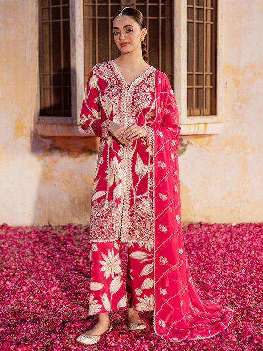 Mahnur Gulzar Luxury Embroidered Viscose 3pc