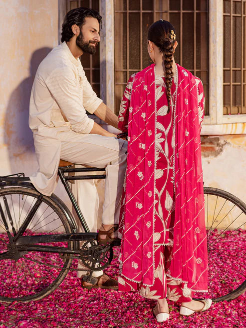 Mahnur Gulzar Luxury Embroidered Viscose 3pc