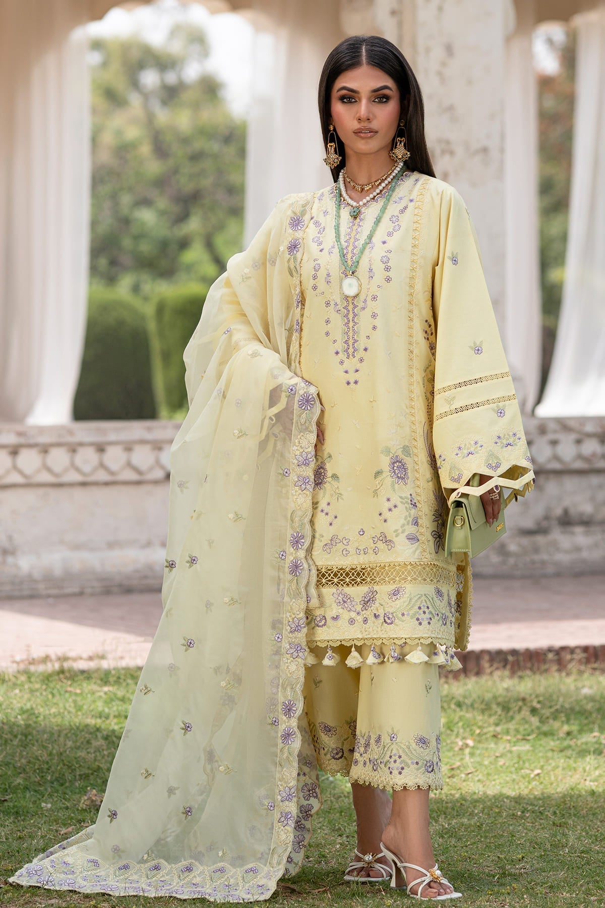 Moondale Zarposh Jahanara Embroidered Unstitched 3 Piece Festive Lawn Suit with Organza Dupatta