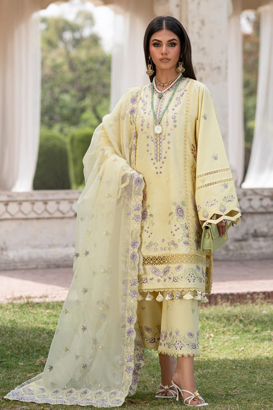 Moondale Zarposh Jahanara Embroidered Unstitched 3 Piece Festive Lawn Suit with Organza Dupatta