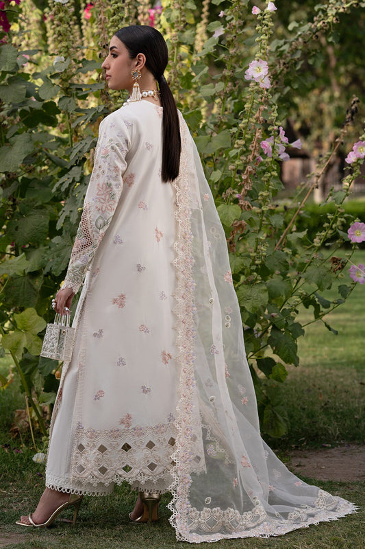 Elaris Zarposh Jahanara Embroidered Unstitched 3 Piece Festive Lawn Suit with Organza Dupatta