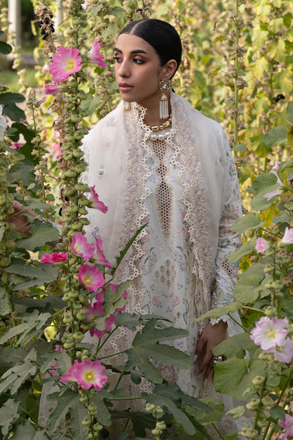 Elaris Zarposh Jahanara Embroidered Unstitched 3 Piece Festive Lawn Suit with Organza Dupatta