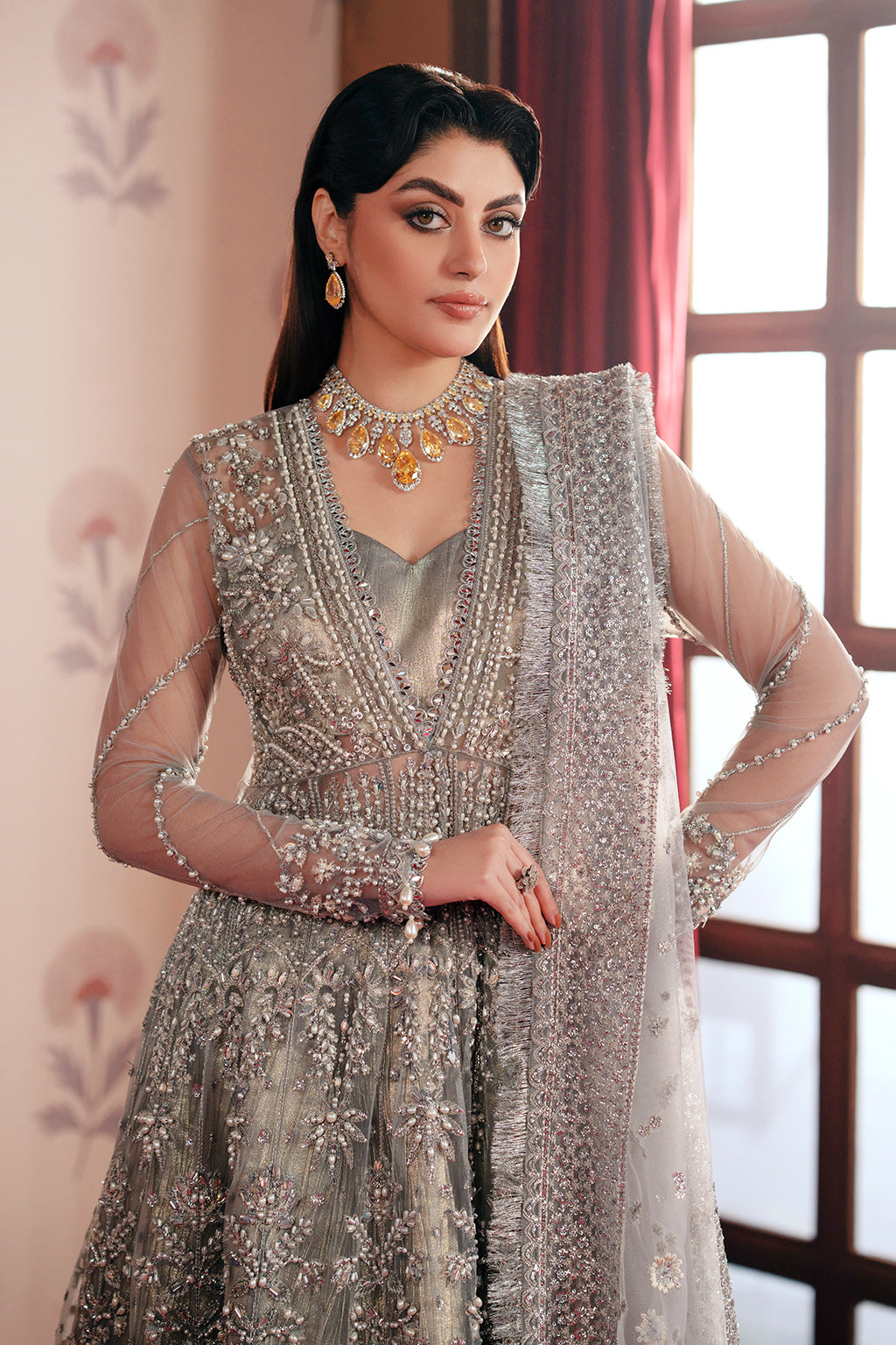 Shahana Zarposh Jahanara – Embroidered Net & Raw Silk Unstitched 3 Piece Festive Suit