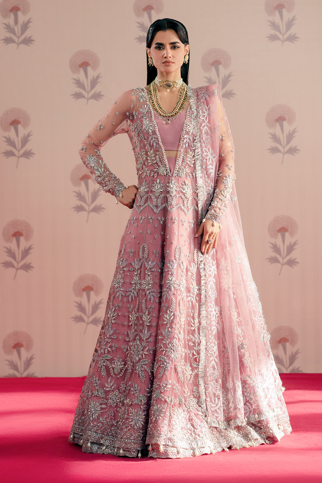 Feroza Zarposh Jahanara – Embroidered Net & Zari Organza Unstitched 3 Piece Festive Suit