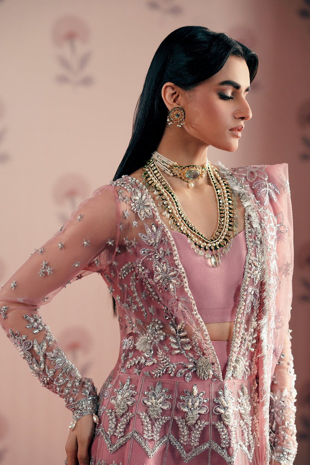 Feroza Zarposh Jahanara – Embroidered Net & Zari Organza Unstitched 3 Piece Festive Suit