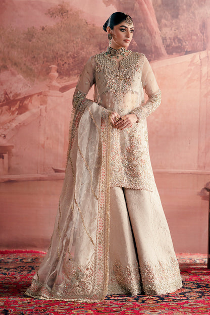 Meher Zarposh Jahanara – Embroidered Net & Raw Silk Unstitched 3 Piece Festive Suit with Dupatta & Trouser