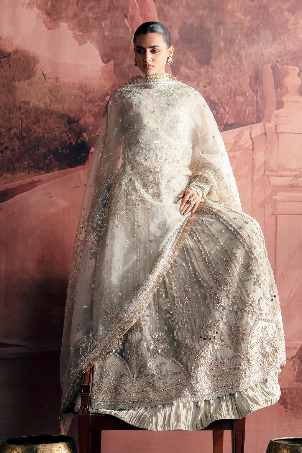 Chandni Zarposh Jahanara – Embroidered Net & Raw Silk Unstitched 3 Piece Festive Suit with Organza Dupatta