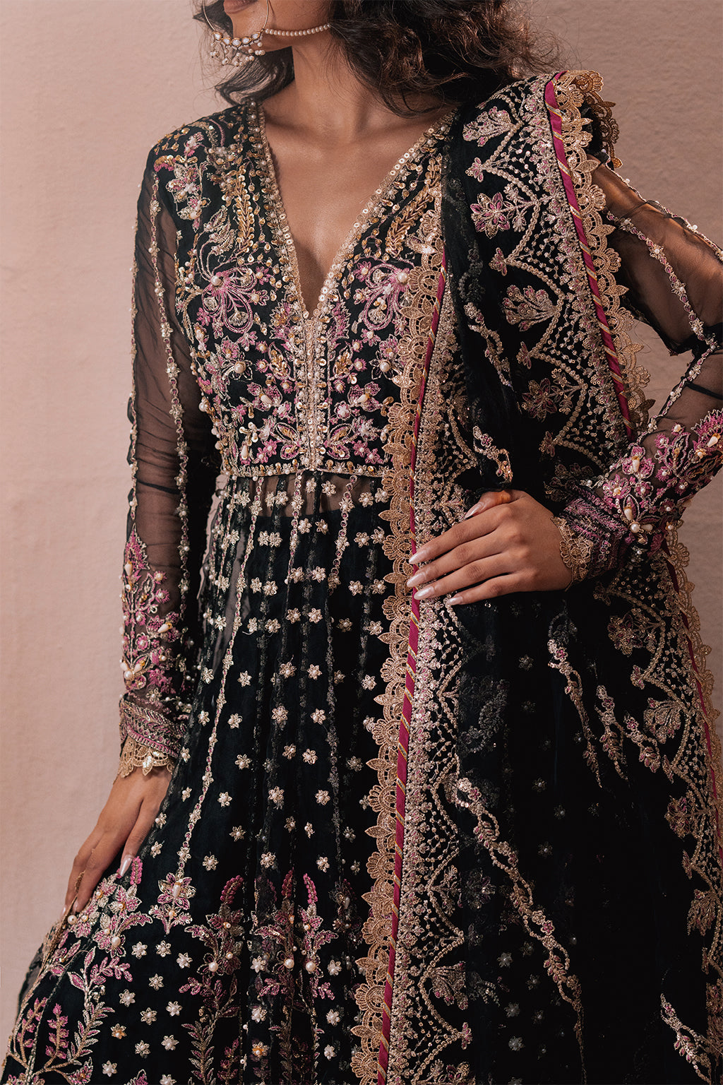 Qara Zarposh Jahanara Embroidered Unstitched 3 Piece Festive Suit