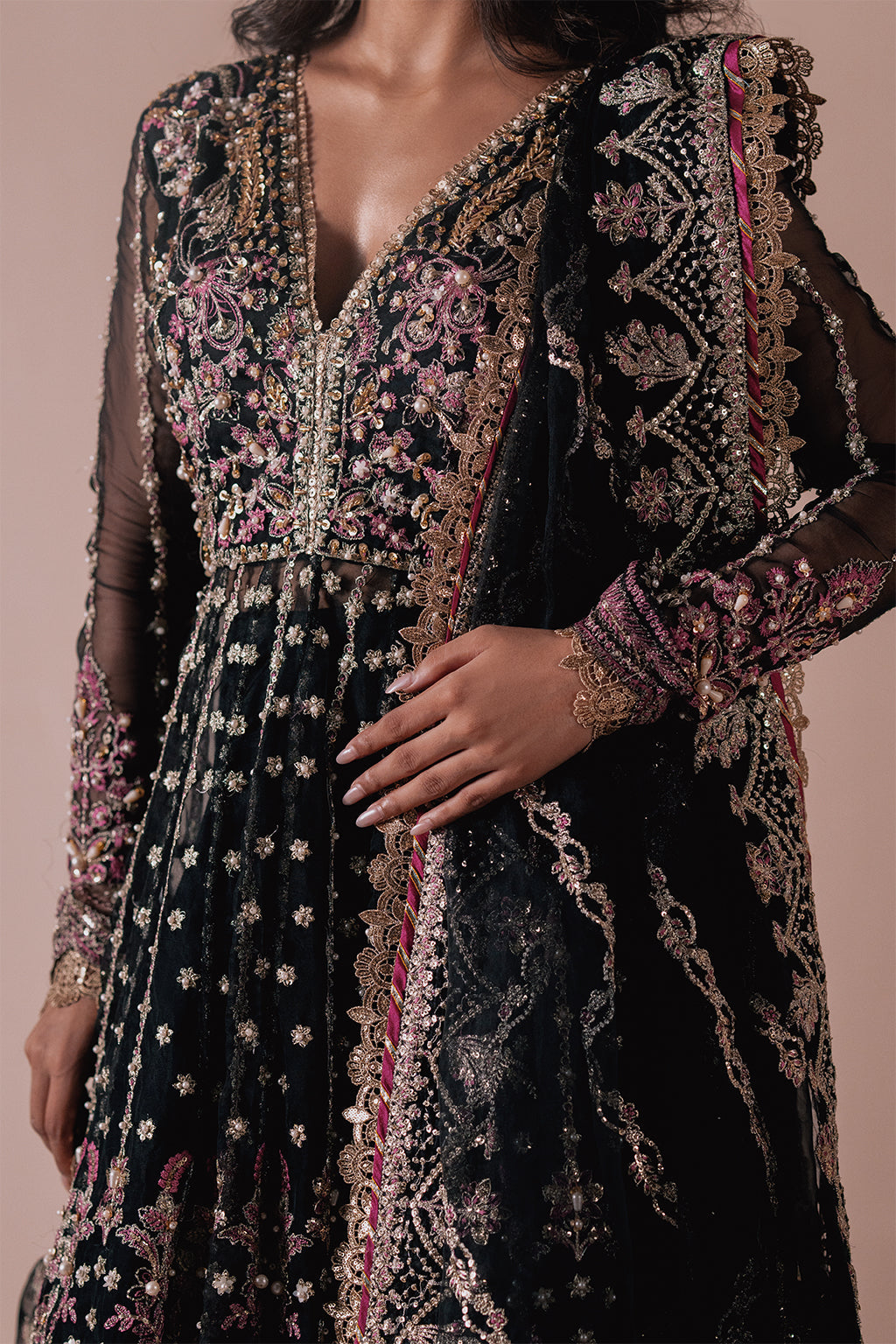 Qara Zarposh Jahanara Embroidered Unstitched 3 Piece Festive Suit